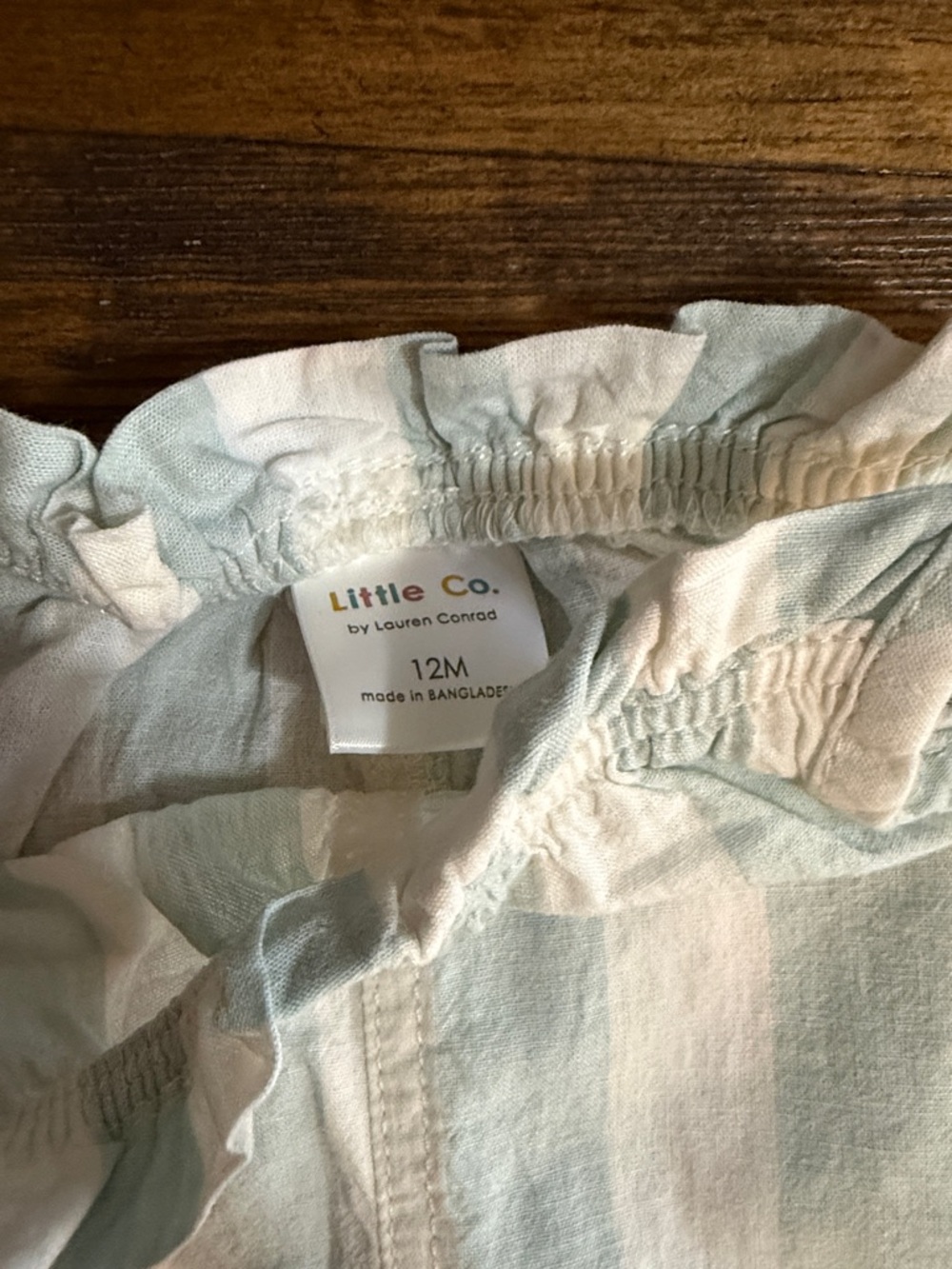 Little Co Light Blue & White Striped Bow-Shoulder Romper - Picture 5 of 5